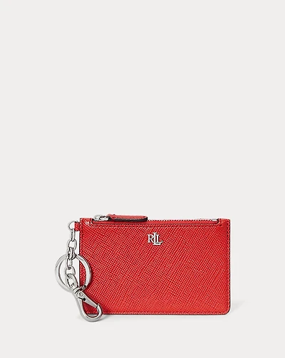 Textured Leather Zip Card Case