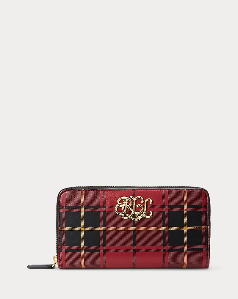 Plaid Nappa Leather Continental Wristlet