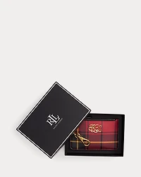 Plaid Nappa Leather Zip Card Case
