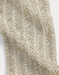 Beaded Fringe-Trim Georgette Scarf