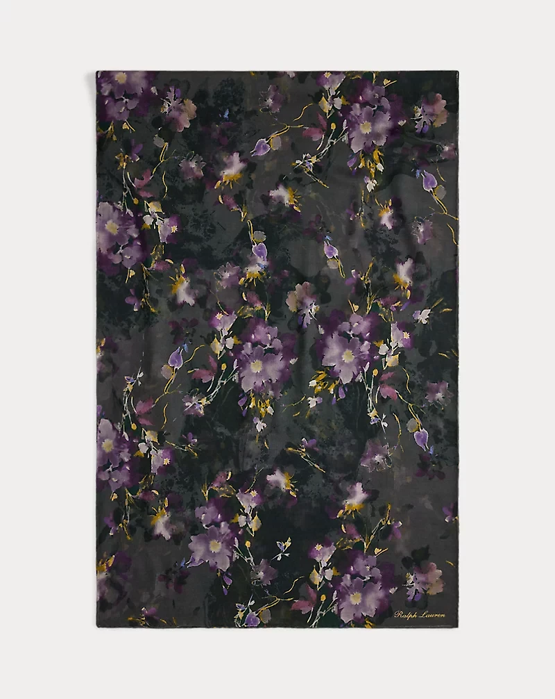 Floral-Print Cashmere Pashmina Scarf