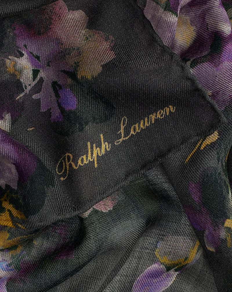 Floral-Print Cashmere Pashmina Scarf