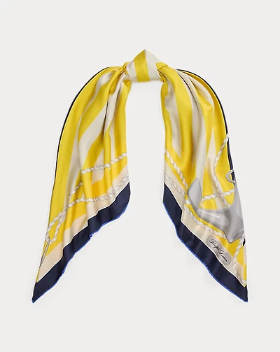 Striped Silk Twill Square Scarf