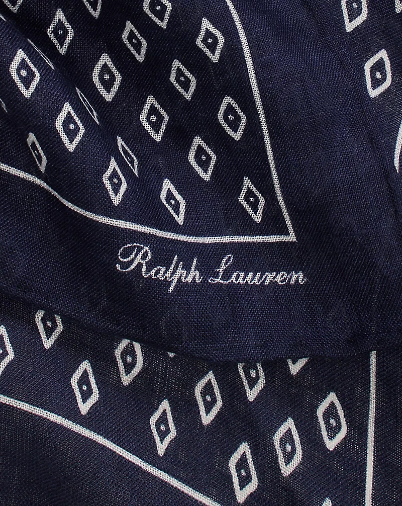 Art Deco-Print Linen Neckerchief