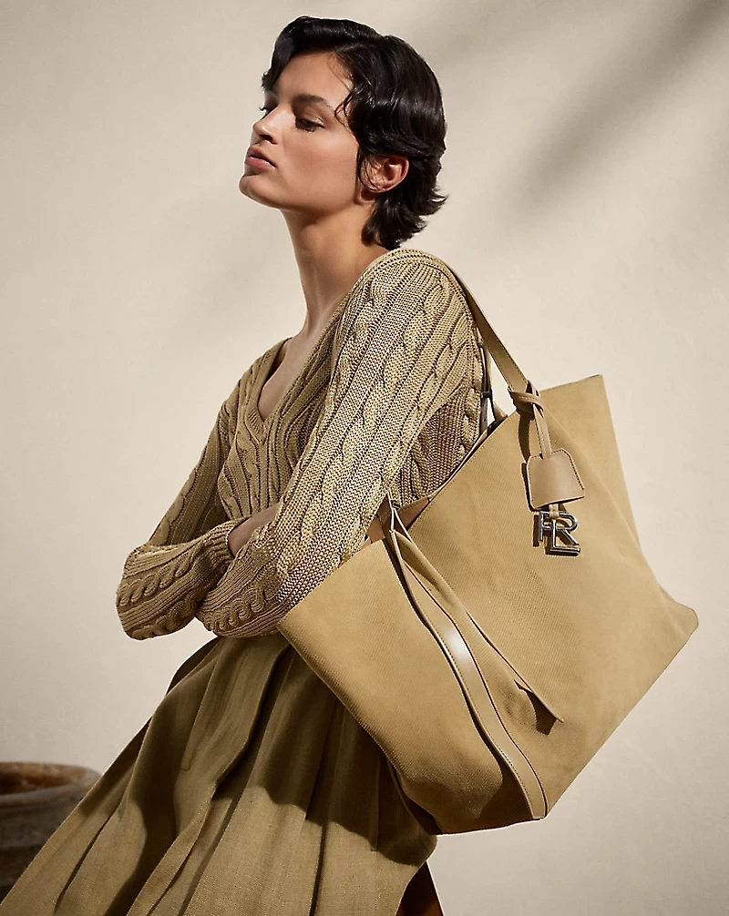 RL 888 Embossed Calf-Suede Tote