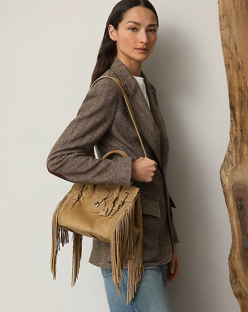 Soft Ricky Fringe-Trim Calf-Suede Bag