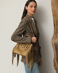 Soft Ricky Fringe-Trim Calf-Suede Bag