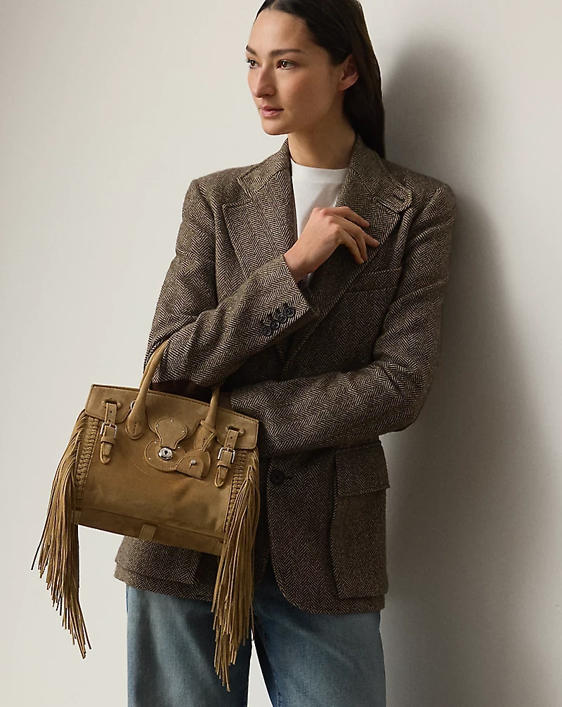 Soft Ricky Fringe-Trim Calf-Suede Bag