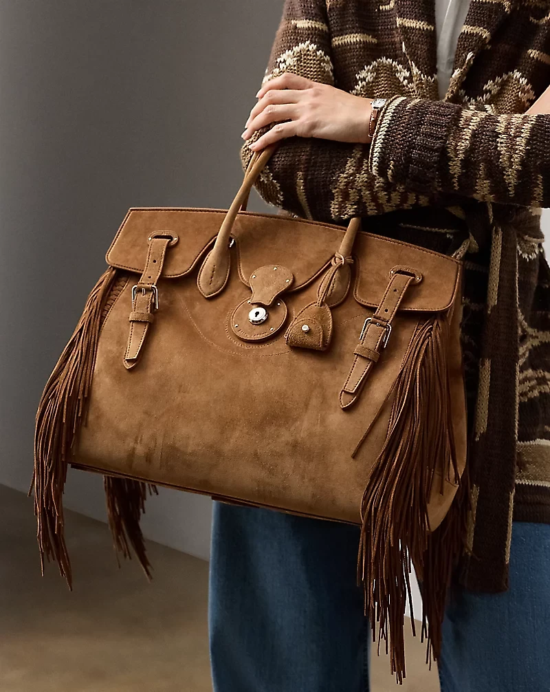 Soft Ricky 40 Fringe-Trim Calf-Suede Bag