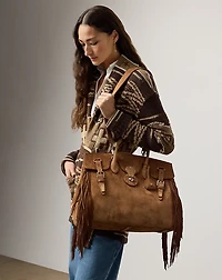 Soft Ricky 40 Fringe-Trim Calf-Suede Bag