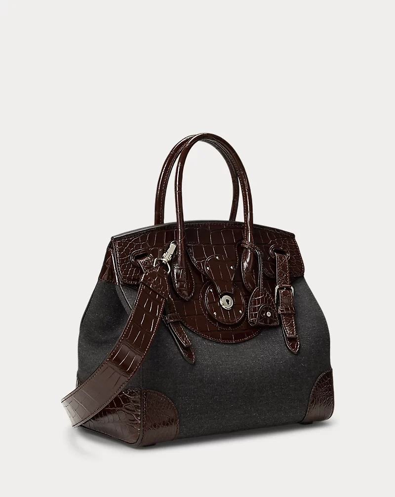 Soft Ricky 33 Alligator-Trim Flannel Bag