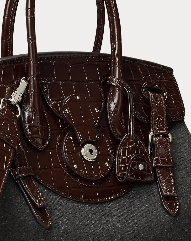Soft Ricky 33 Alligator-Trim Flannel Bag