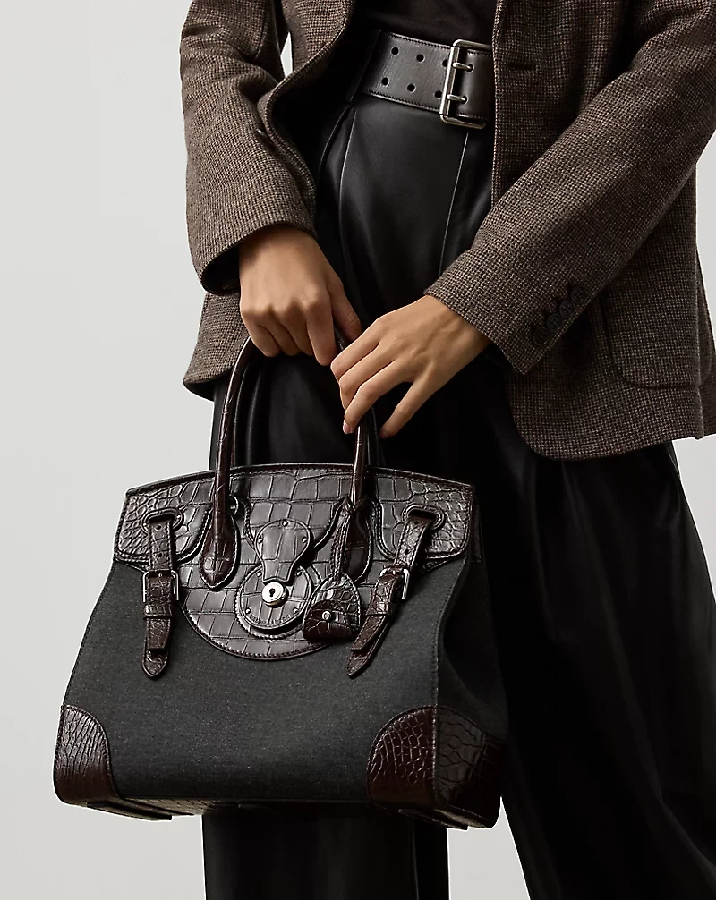 Soft Ricky 33 Alligator-Trim Flannel Bag