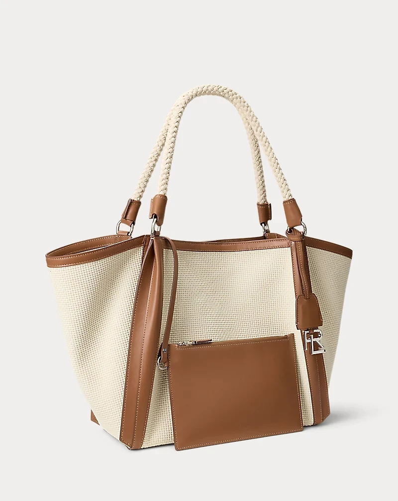 RL 888 Calfskin-Trim Woven Tote