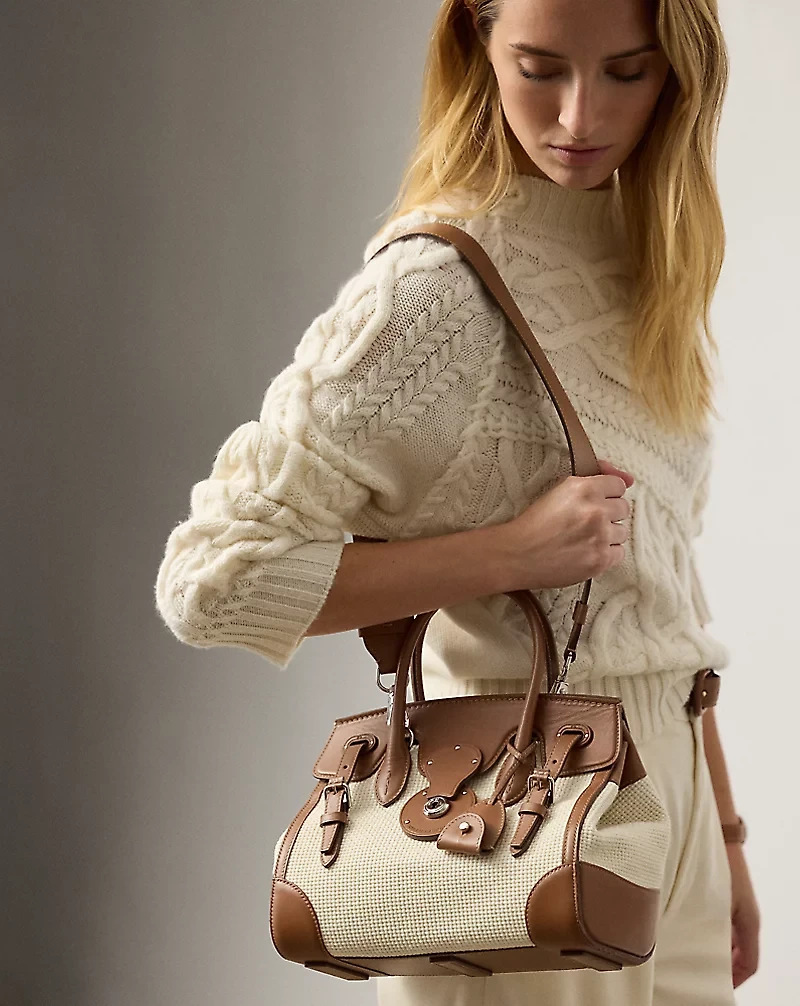 Soft Ricky 27 Calfskin-Trim Woven Bag