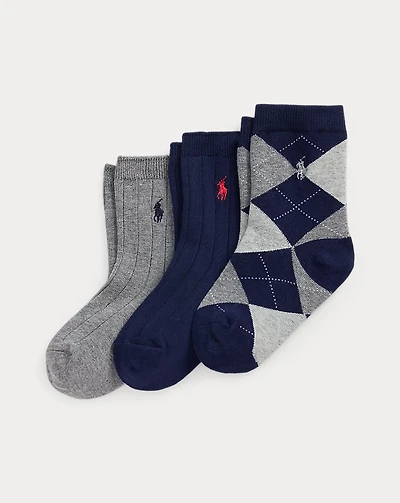 Argyle Crew Sock 3-Pack