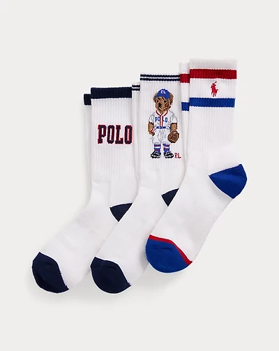 Polo Bear Baseball-Logo Crew Sock 3-Pack