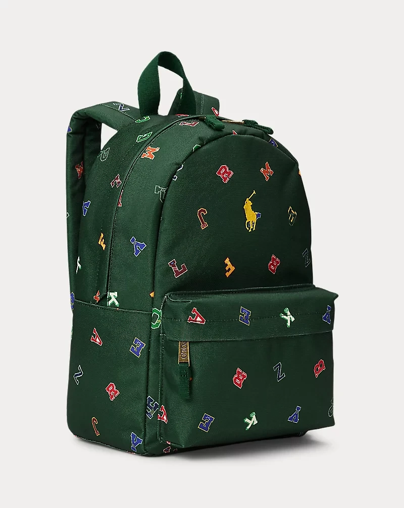 Alphabet-Print Small Backpack