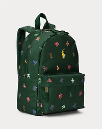Alphabet-Print Small Backpack