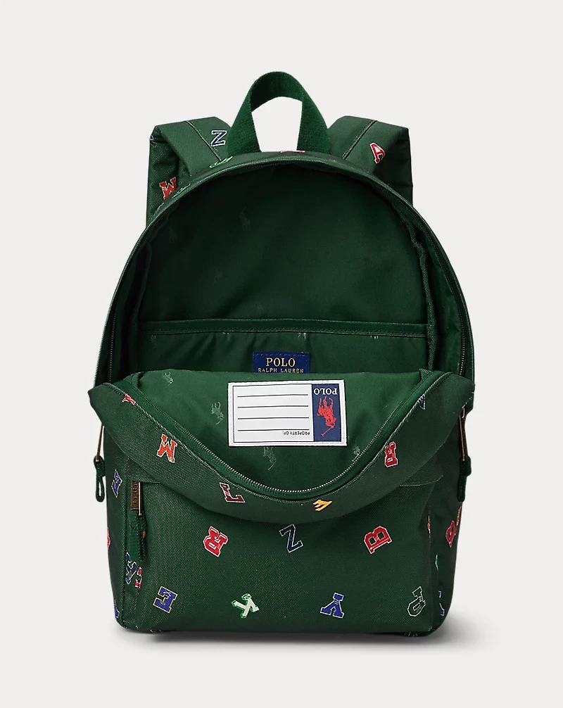 Alphabet-Print Small Backpack