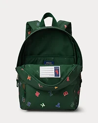 Alphabet-Print Small Backpack