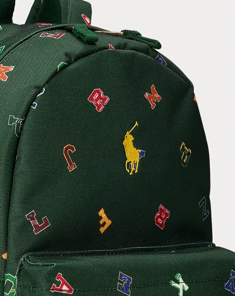 Alphabet-Print Small Backpack