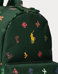 Alphabet-Print Small Backpack