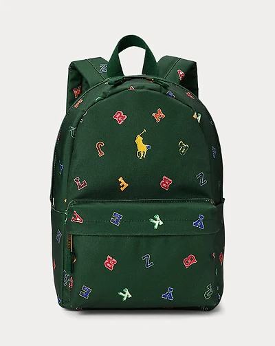 Alphabet-Print Small Backpack
