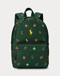 Alphabet-Print Small Backpack