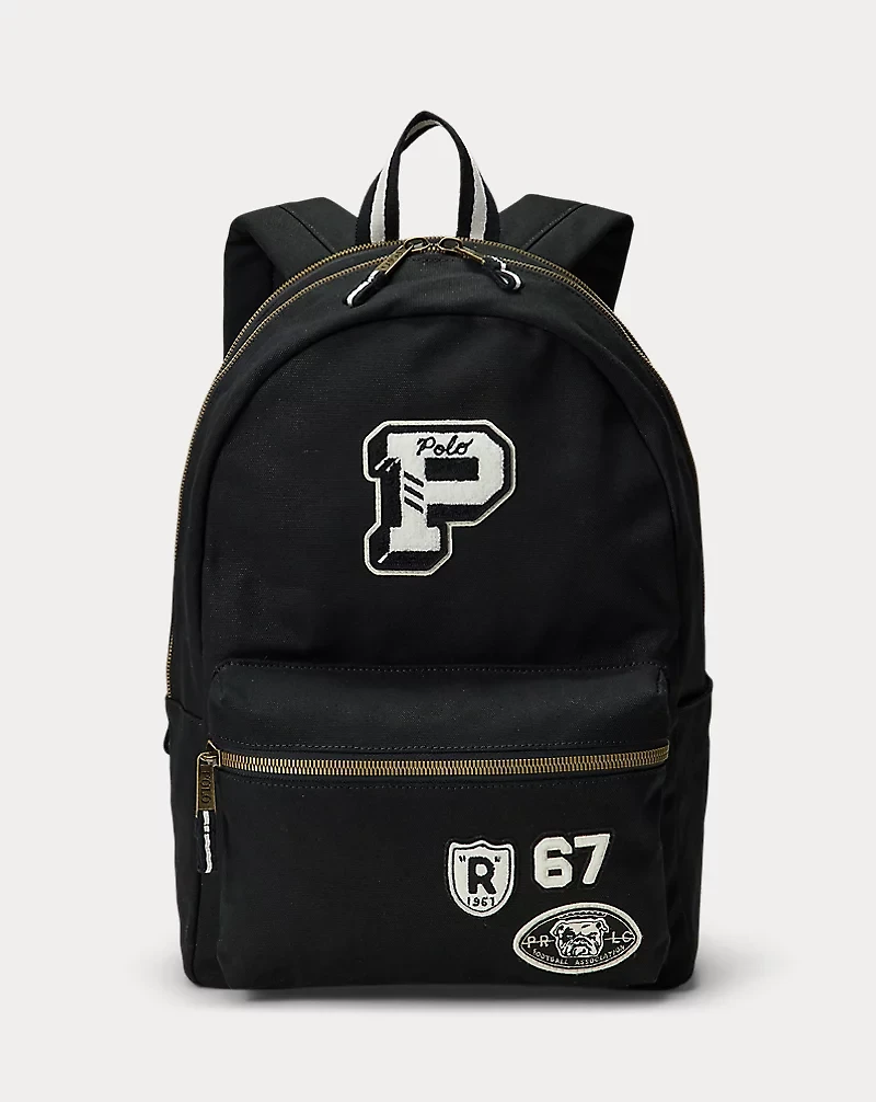 Letter Patch Canvas Backpack
