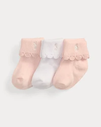 Scalloped-Cuff Crew Sock 3-Pack