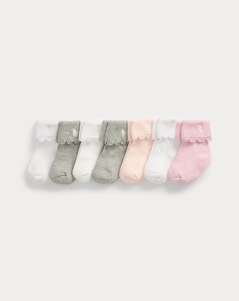Scalloped-Trim Ankle Sock 7-Pack