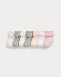 Scalloped-Trim Ankle Sock 7-Pack