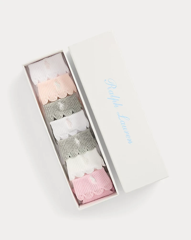 Scalloped-Trim Ankle Sock 7-Pack