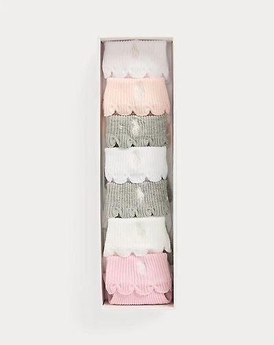 Scalloped-Trim Ankle Sock 7-Pack