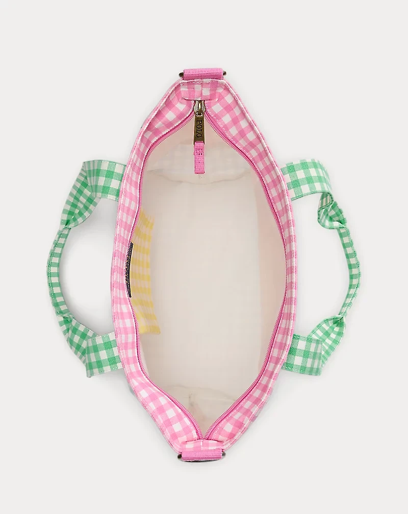 Gingham Big Pony Cotton Canvas Tote