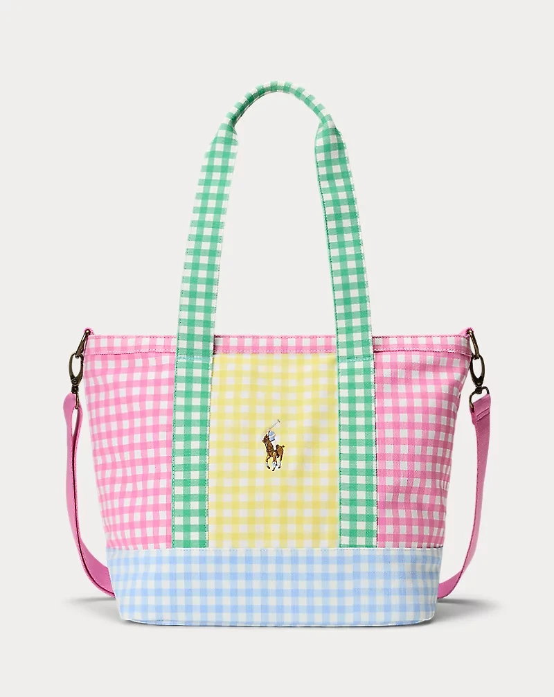 Gingham Big Pony Cotton Canvas Tote