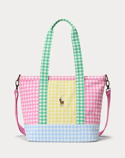 Gingham Big Pony Cotton Canvas Tote