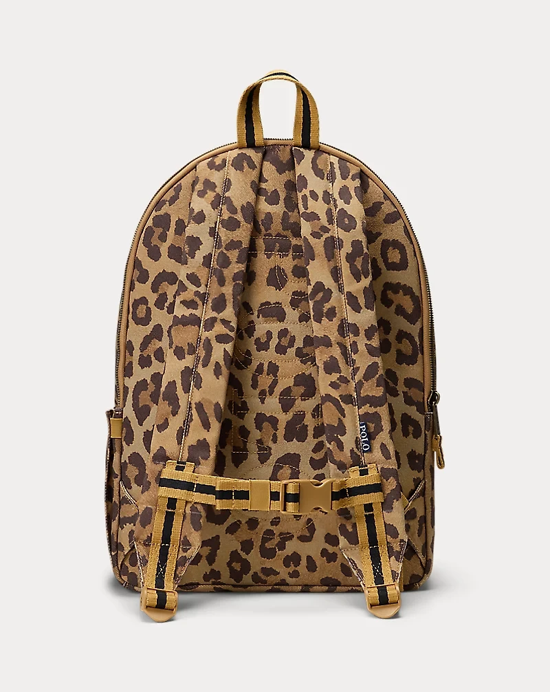 Polo Bear Leopard-Print Canvas Backpack