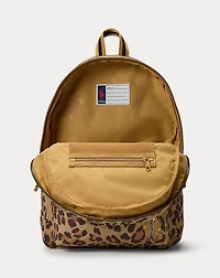 Polo Bear Leopard-Print Canvas Backpack