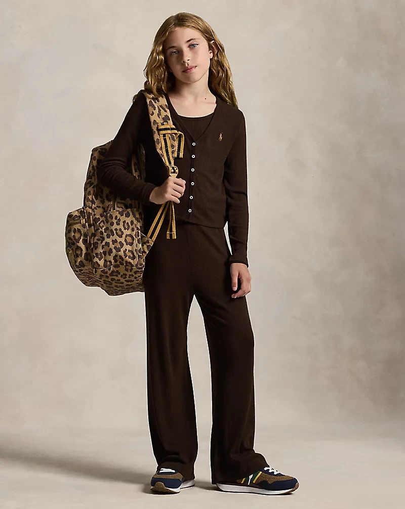 Polo Bear Leopard-Print Canvas Backpack