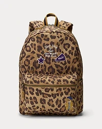 Polo Bear Leopard-Print Canvas Backpack