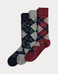 Argyle Cotton-Blend Trouser Sock 3-Pack