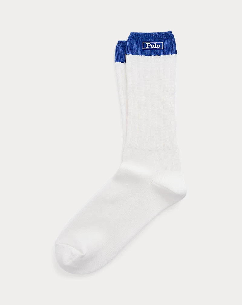 Ribbed Cotton-Blend Crew Socks