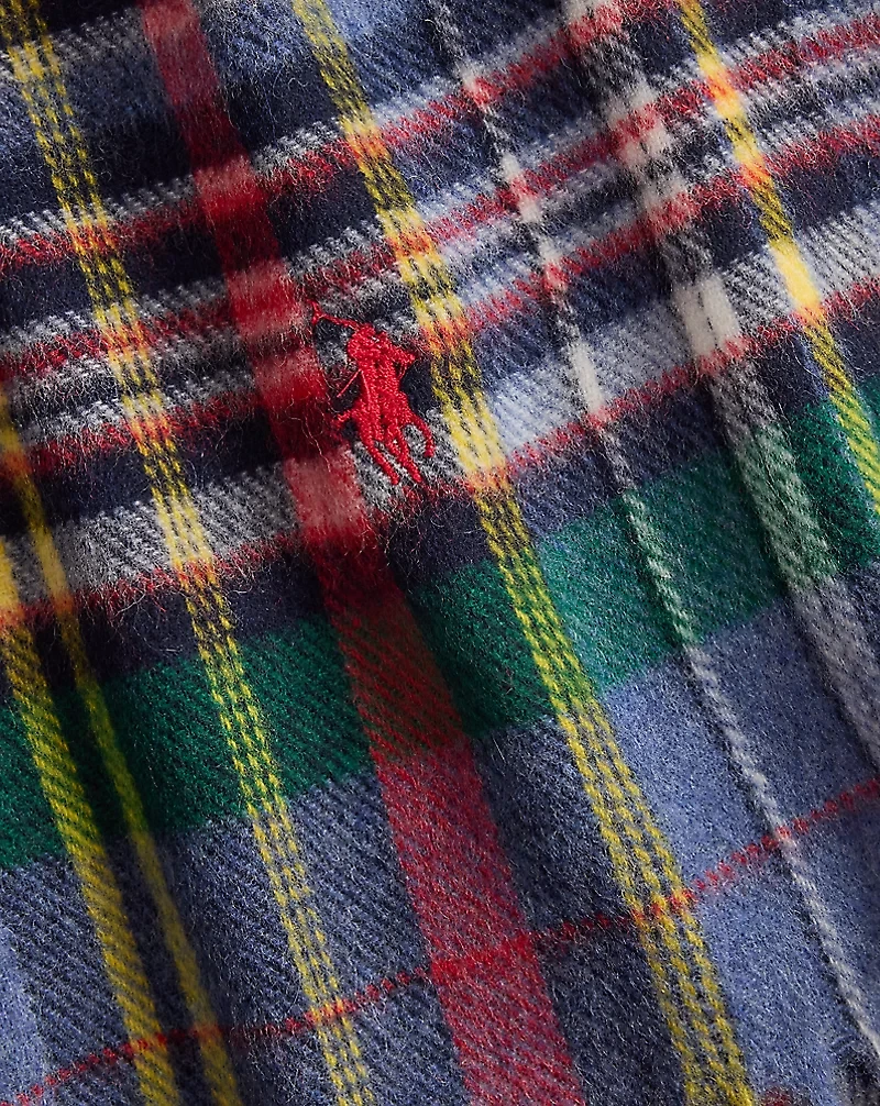 Plaid Fringe Wool Scarf
