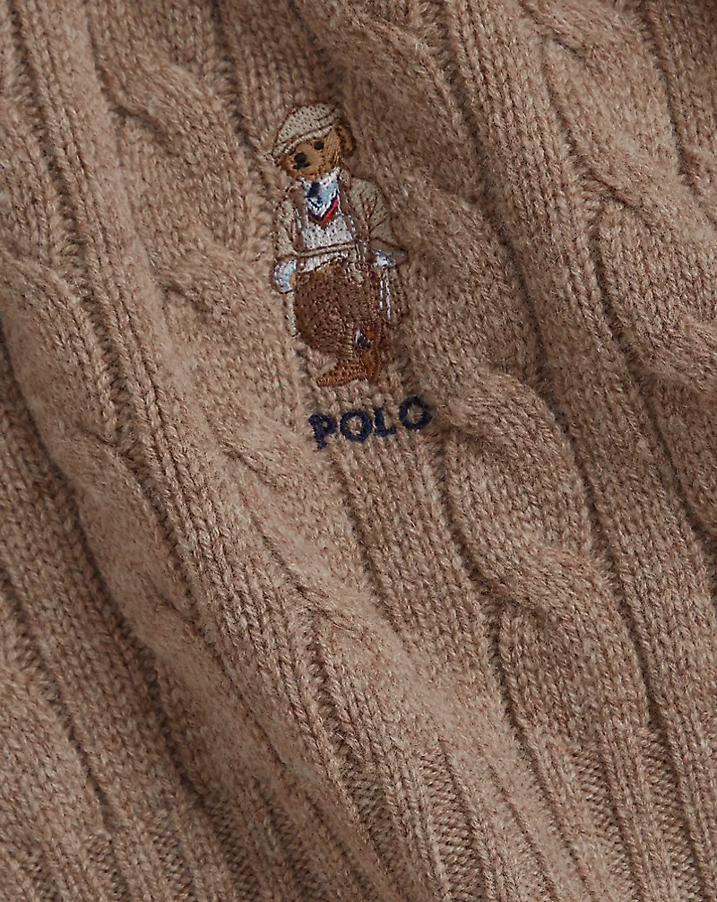 Polo Bear Cable-Knit Wool-Cashmere Scarf