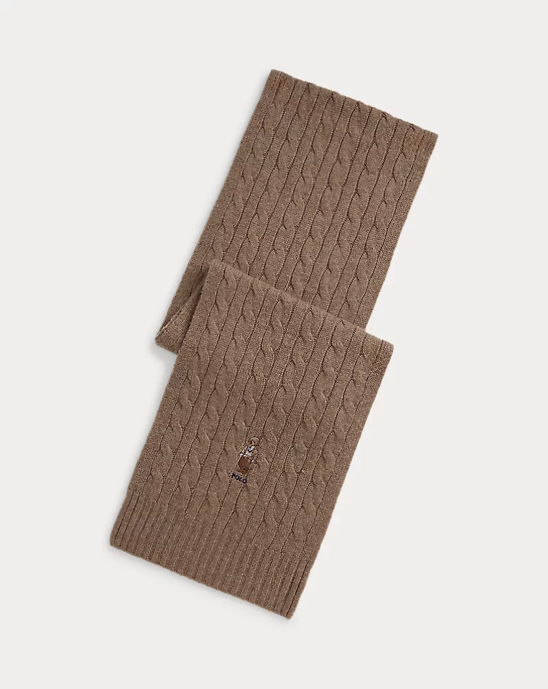 Polo Bear Cable-Knit Wool-Cashmere Scarf