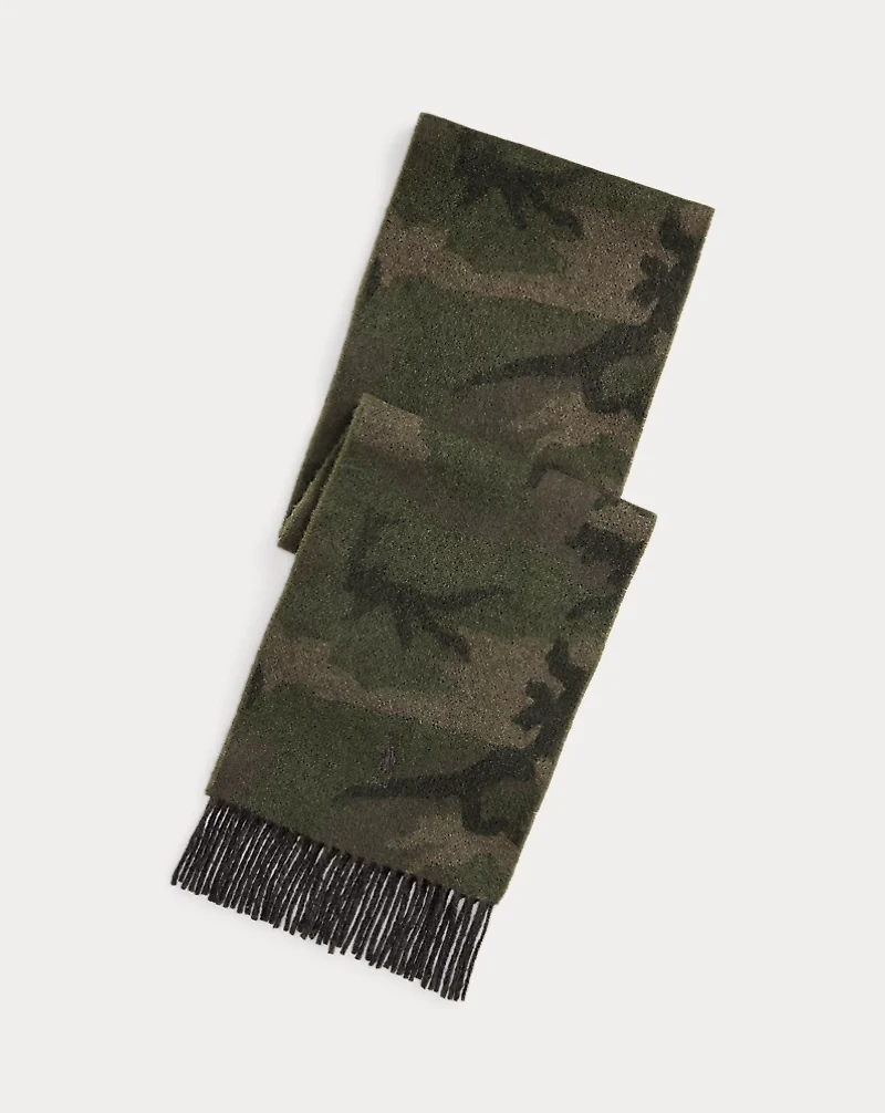 Camo Wool-Blend Jacquard Scarf
