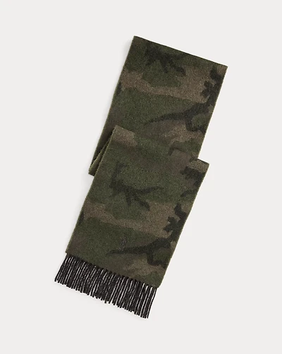 Camo Wool-Blend Jacquard Scarf