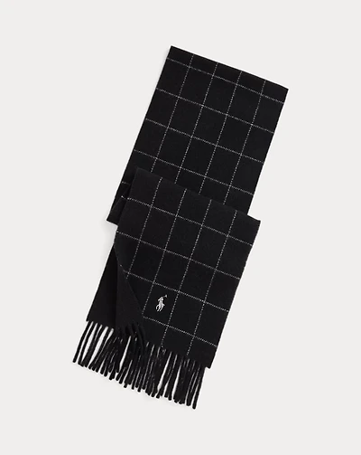 Reversible Windowpane Wool-Blend Scarf